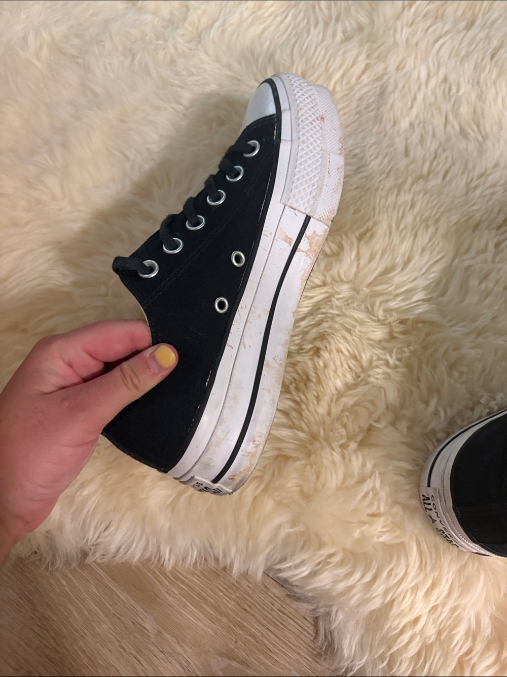 Converse Black and White Platform Low-Top Sneakers - Picture 5 of 11
